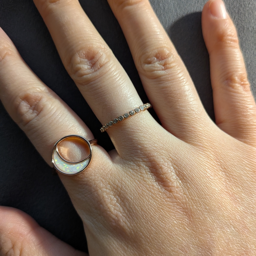 Rose Gold Tone Synthetic Opal Ring Set